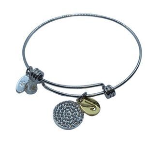 Unwritten Silver Tone Golden "J" Monogram Initial Charm Bracelet